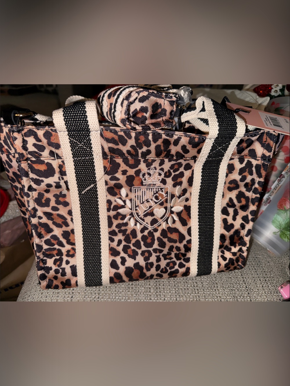 JC Leopard Print Crossbody Bag - Pink/Brown